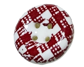 Button Antique - #55 and #326. China Calico, Red - Small