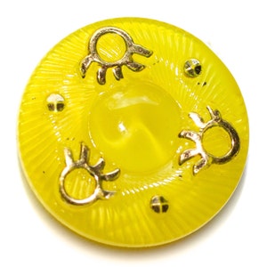 Button ~ Glass Vintage Yellow Moonglow - Small