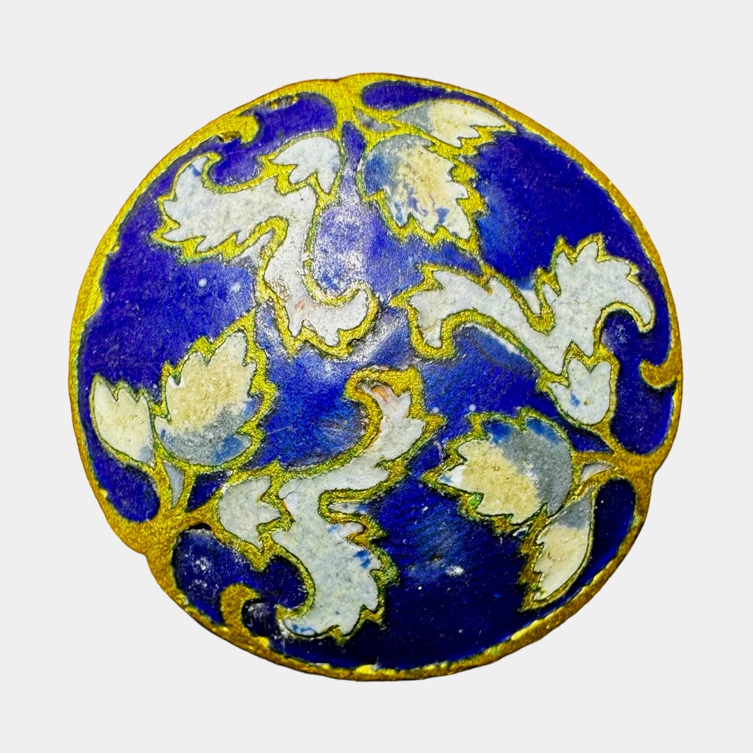 Button Antique - Champlevé Enamel, Flowers, Dull Finish - Medium - Etsy