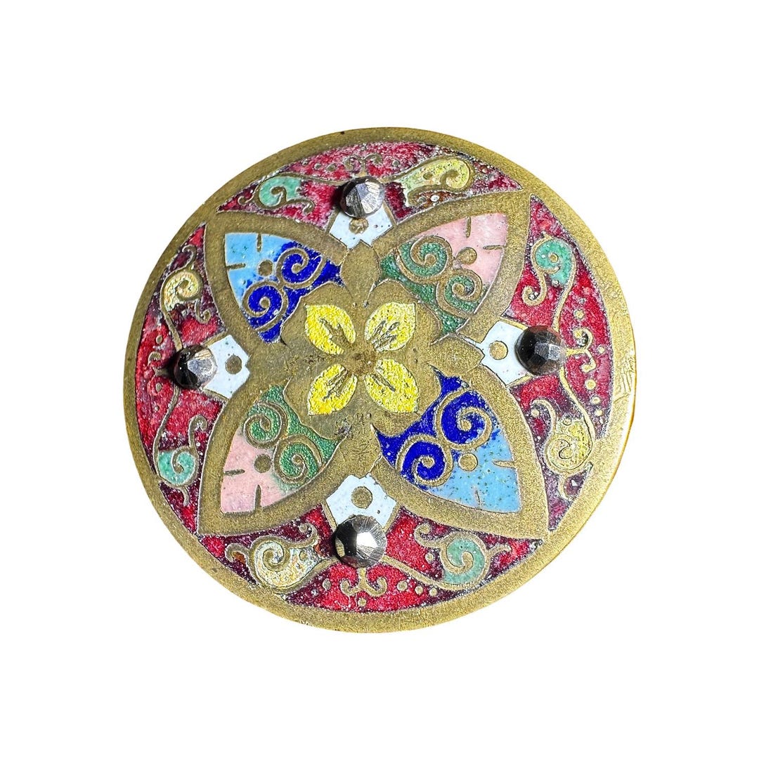 Button Antique - Champlevé Enamel, Cut Steel Trim - Large - Etsy