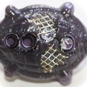 Button ~ Glass, Turtle, Realistic, Pressed, Shaved, Polished, Made by KPHoppe Glass - Medium