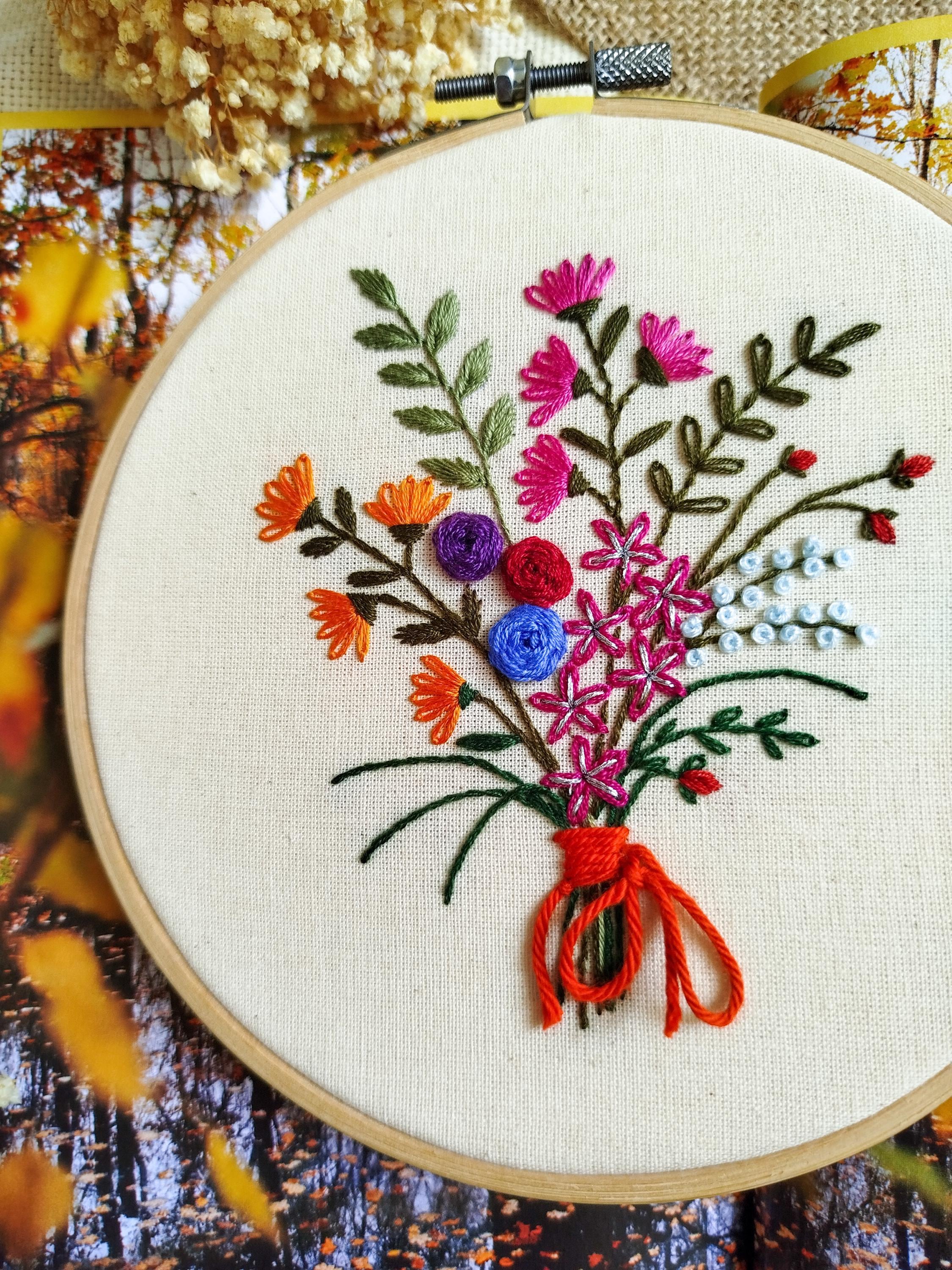 Handmade Flower Bouquet Embroidery - Etsy