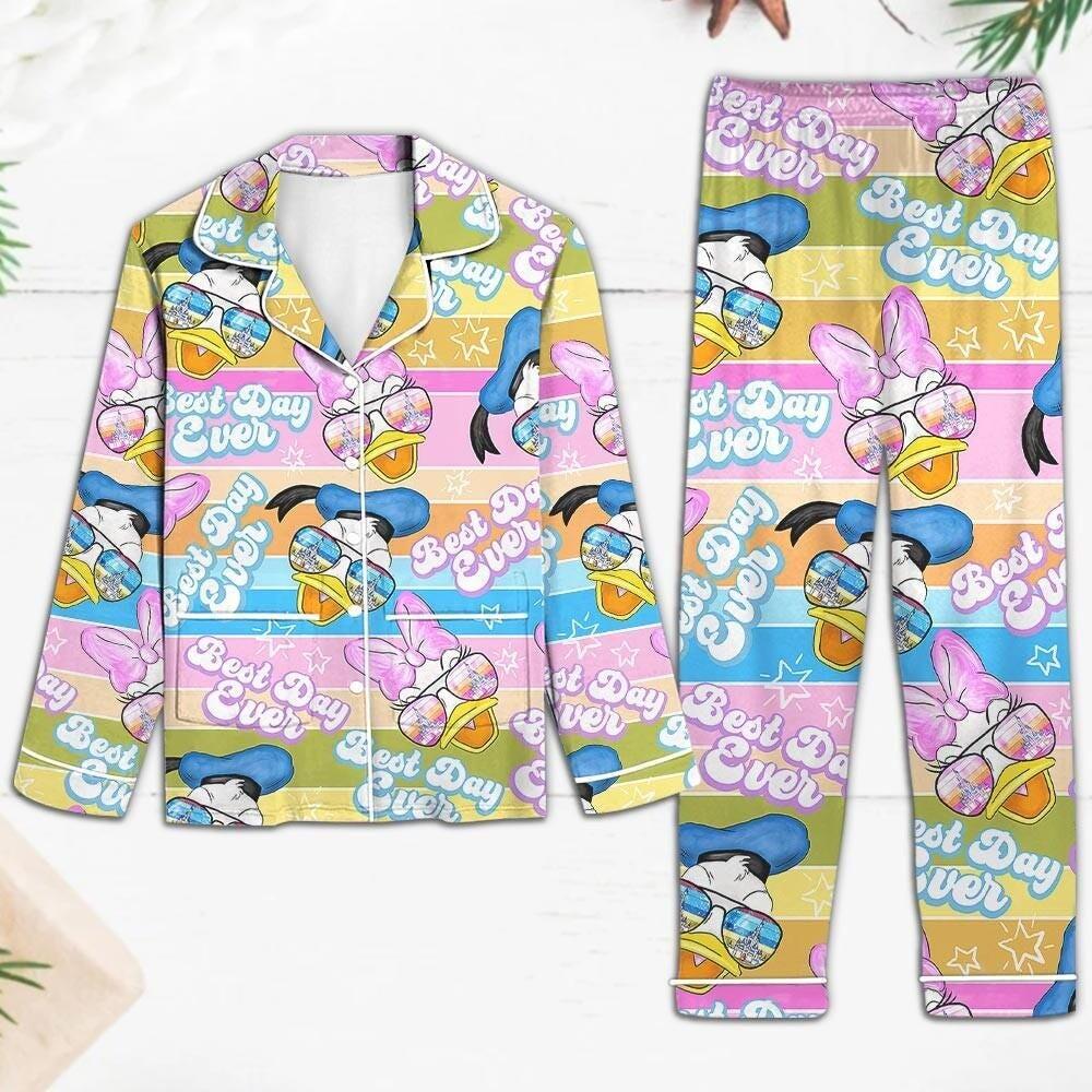 Discover Disney Mickey Pajama Set, Disney Donald Duck Daisy Retro Sunset Castle Best Day Ever