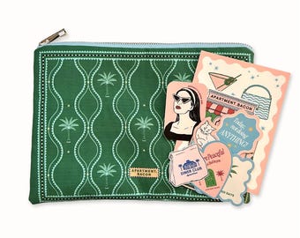Sticker set with Green palm tree patterned pouch | APARTMENT BACON | Palm tree