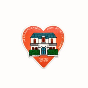 Night at cat cat house heart Sticker