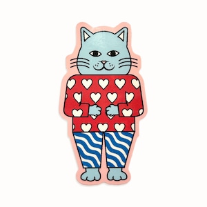 Heart Sweater Cat Sticker