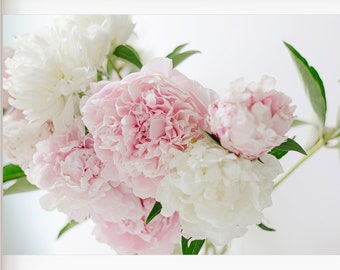 Peony Wall Art, Flower Still Life Photography, Pale Pink Peony Botanical Print, Peony Flower Photo, Bedroom Decor, Pink Flower Photography