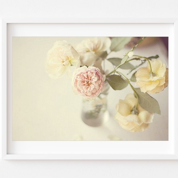 English Roses Print, Yellow Roses Print, Rose Photo, Botanical Wall Art, Feminine Wall Art, Romantic Wall Art, Roses Wall Art, Yellow Roses