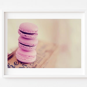 Pink Macaron Photo, Macaron Print, Kitchen Wall Art, Pink Macaron Print, Food Photography, Still Life Print, Pastries Print, Sweets Photo image 1