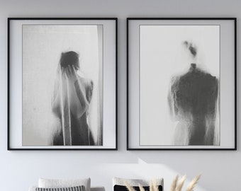 Dreamy Ethereal Portrait, Fine Art Photography Set, Women Dreamy Portrait, Black and White Photography, Surreal Photo, B&W Photo Set, Set