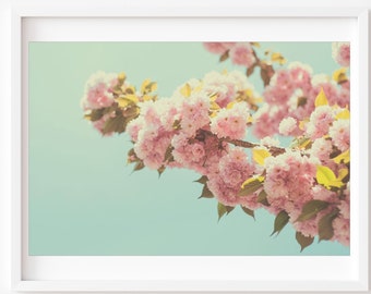 Pink Cherry Blossom Photo, Cherry Tree Print, Pink Cherry Tree Photo, Cherry Tree Wall Art, Soft Romantic Wall Art, Vintage Tones Photo,