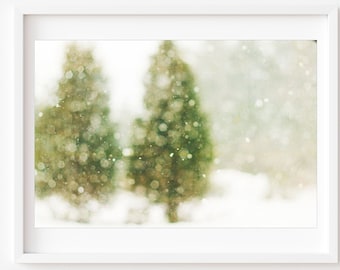 Nature Photography, Winter landscape photography, Trees In Snow Print, Abstract Wall Art, Green Wall Art, Trees In Snow Photo, Snow Print