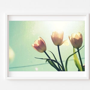 Spring Photo, Tulips Print, Botanical Wall Art, Tulip Photo, Green Floral Print, Flower Photo, Happy Wall Art, Bright Vivid Floral Photo, image 1