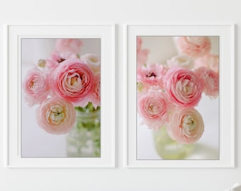Ranunculus Photo Set, Flower Photography, Pink Floral Wall Art, Flower Set, Ranunculus Print Set, Botanical Set, Girls Room Wall Art, Floral
