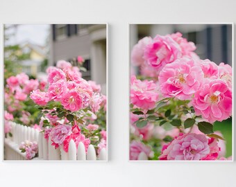 Set of Two Rose Photographs, Rose Photography, Nature Photography, Pink Roses Prints, Set of 2 Botanical Prints, Romantic Wall Art, Roses