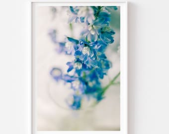 Delphinium Print,  Nature Photography, Pastel Blue Botanical Wall Art, Blue Flower Photography, Nature Print, Flower Photo, Pastel Wall Art