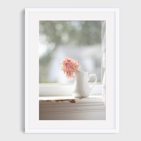 Hydrangea Print - Hydrangea Photo, Pink Hydrangea, Floral Still Life, Soft Pastel Photo, Botanical Print, Flower Photo, Floral Wall Art