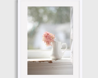 Hydrangea Print - Hydrangea Photo, Pink Hydrangea, Floral Still Life, Soft Pastel Photo, Botanical Print, Flower Photo, Floral Wall Art
