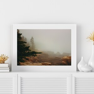 Maine Landscape Photography, Rustic Wall Art, Foggy Maine Photo, Schoodic Peninsula Print, Nature Photography, Coastal Wall Art, Maine Photo image 2