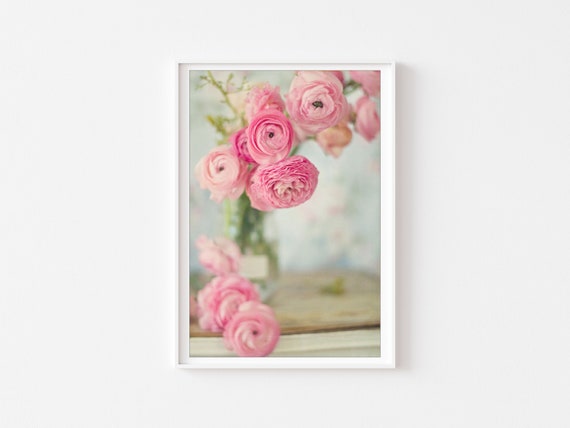 Still Life Photography Ranunculus Floral Pink Nursery Decor | Etsy