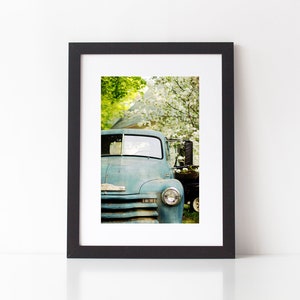 Vintage Truck Photo, Old Truck Photograph, Rustic Decor, Boys Room Wall Art, Blue Green Decor, Vintage Truck Print, Farmhouse Style Art, image 2