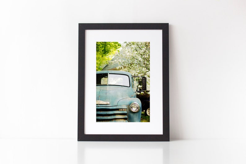 Vintage Truck Photo, Old Truck Photograph, Rustic Decor, Boys Room Wall Art, Blue Green Decor, Vintage Truck Print, Farmhouse Style Art, image 2