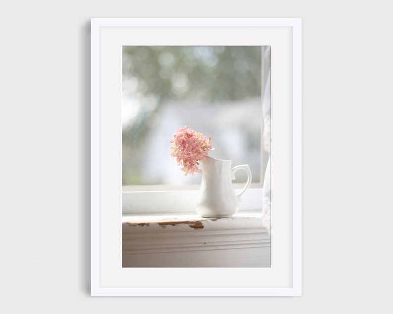 Hydrangea Print Hydrangea Photo, Pink Hydrangea, Floral Still Life, Soft Pastel Photo, Botanical Print, Flower Photo, Floral Wall Art image 1