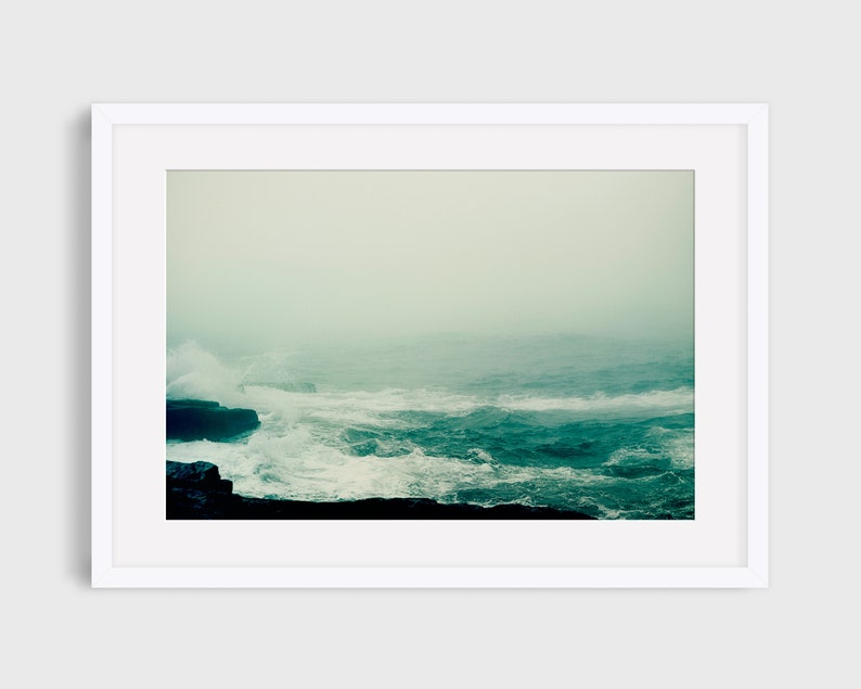 Maine Ocean Photography, Beach Wall Art, Foggy Maine Photo, Schoodic Peninsula Print, Nature Photography, Coastal Wall Art, Maine Photo image 3