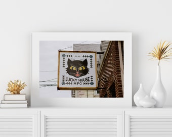 Vintage Sign Somerville Photo, Somerville Art Print, Landmark Somerville Wall Art, Vintage Cat Sign Print,  Iconic Somerville Photograph