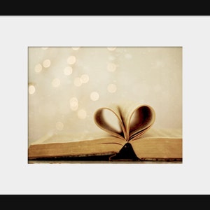 Heart Book Photo, Heart Photo, Book Photo, Reading Lovers Gift, Love Photo, Romantic Wall Art, Book Wall Art, Book Lovers Gifts, Warm Tones image 2