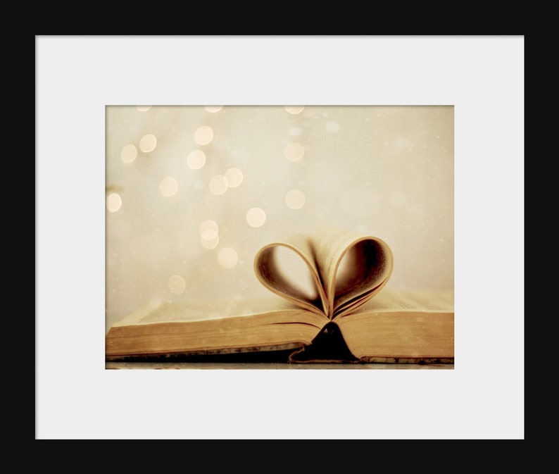 Heart Book Photo, Heart Photo, Book Photo, Reading Lovers Gift, Love Photo, Romantic Wall Art, Book Wall Art, Book Lovers Gifts, Warm Tones image 2
