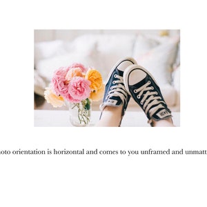 Teen Room Wall Art, Girls Bedroom Art, Sneakers photo, Teen Room Decor, Whimsical Wall Decor, Flower Photo, Sneakers Print, Feminine image 2