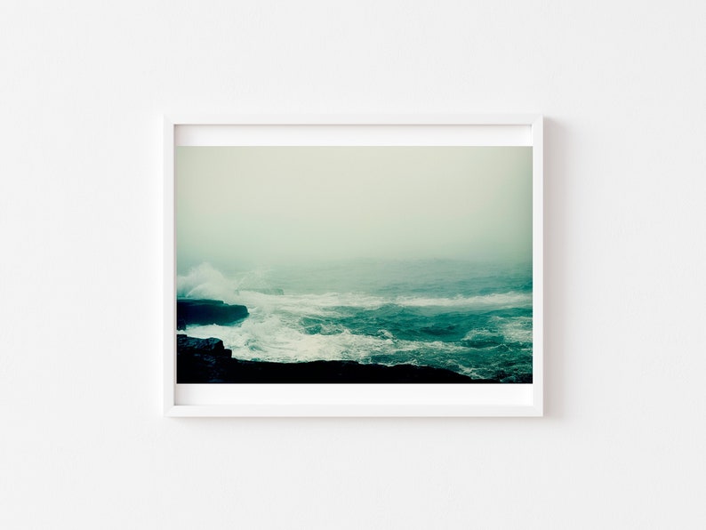 Maine Ocean Photography, Beach Wall Art, Foggy Maine Photo, Schoodic Peninsula Print, Nature Photography, Coastal Wall Art, Maine Photo image 1