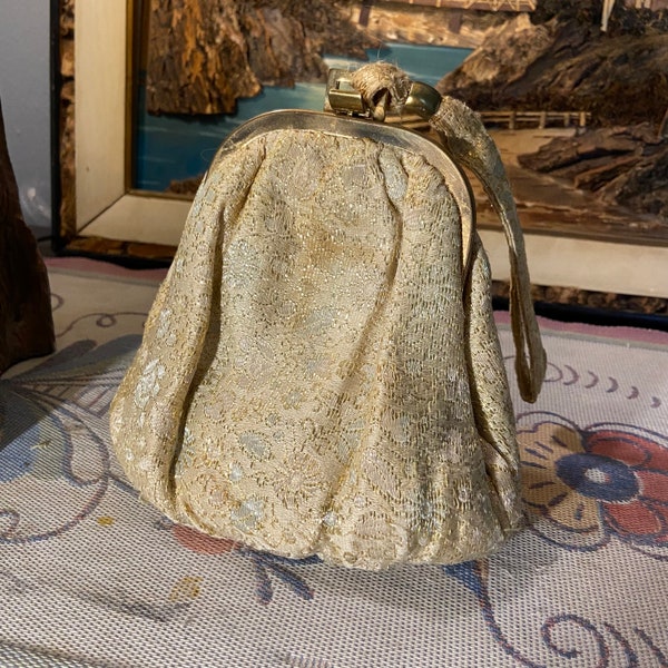 Truly unique one of a kind Victorian looking Purse, Cream, pink, baby blue and gold
