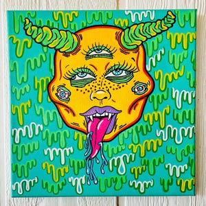 Hand-Painted Vibrant Monster Canvas - Colorful Fantasy Art Wall Décor