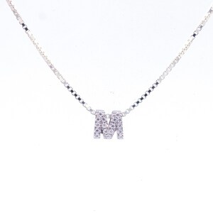 925 sterling silver pendant Letter M with chain cubic zirconia 5A no nickel gift beautiful outstanding simple minimal shiny brilliant