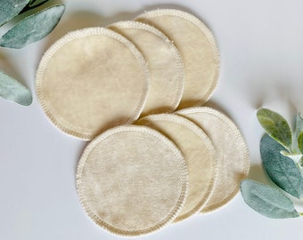 Reusable nursing pads, waterproof natural bamboo/organic cotton velour,  cotton hemp fleece and PUL, 3 pair, overnight, heavy absorbency