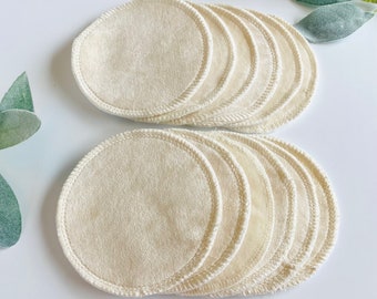 Reusable nursing pads, waterproof natural bamboo/organic cotton velour,  cotton hemp fleece and PUL, 6 pair, free washing bag included