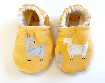 Farm Animal Baby Shoes – Goat Baby Booties, Lined Soft Sole Shoes, Gender Neutral Infant Gift, Baby Shower Shoes"