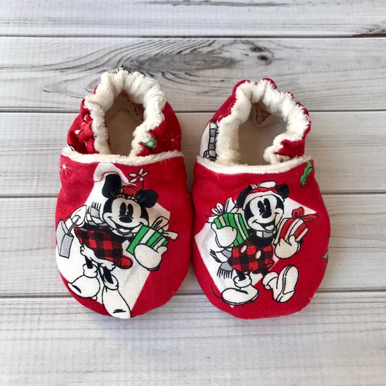 Baby Red Minnie Mouse Inspired Polka Dot Baby Girl Crib Shoes 0 3 Or 3 6 Months Cosys Cc