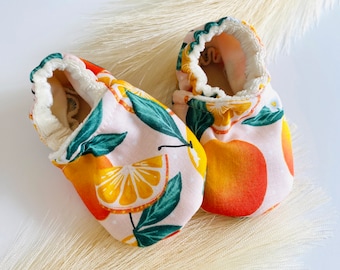 Little Cutie Baby Shoes ~ Orange Baby Booties ~ Baby Shower ~ Cake Topper ~ Citrus Baby Moccasins ~ Baby Girl ~ Baby Shower Gift