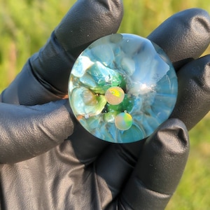 1" Double Orange Opal Landscape Marble