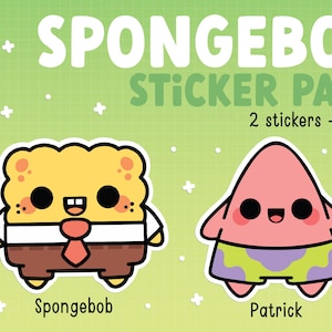 Niedliche Kawaii Sponge the Bob Aufkleber, Patrick the Star Aufkleber, BFF Aufkleberpaket, BFF Geschenkideen, Vinylaufkleber, wasserdichte Aufklebergeschenke