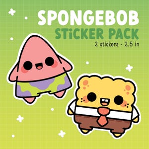 Cute Kawaii Sponge the Bob Stickers, Patrick the Star Stickers, BFF sticker pack, BFF gift ideas, vinyl stickers, waterproof sticker gifts