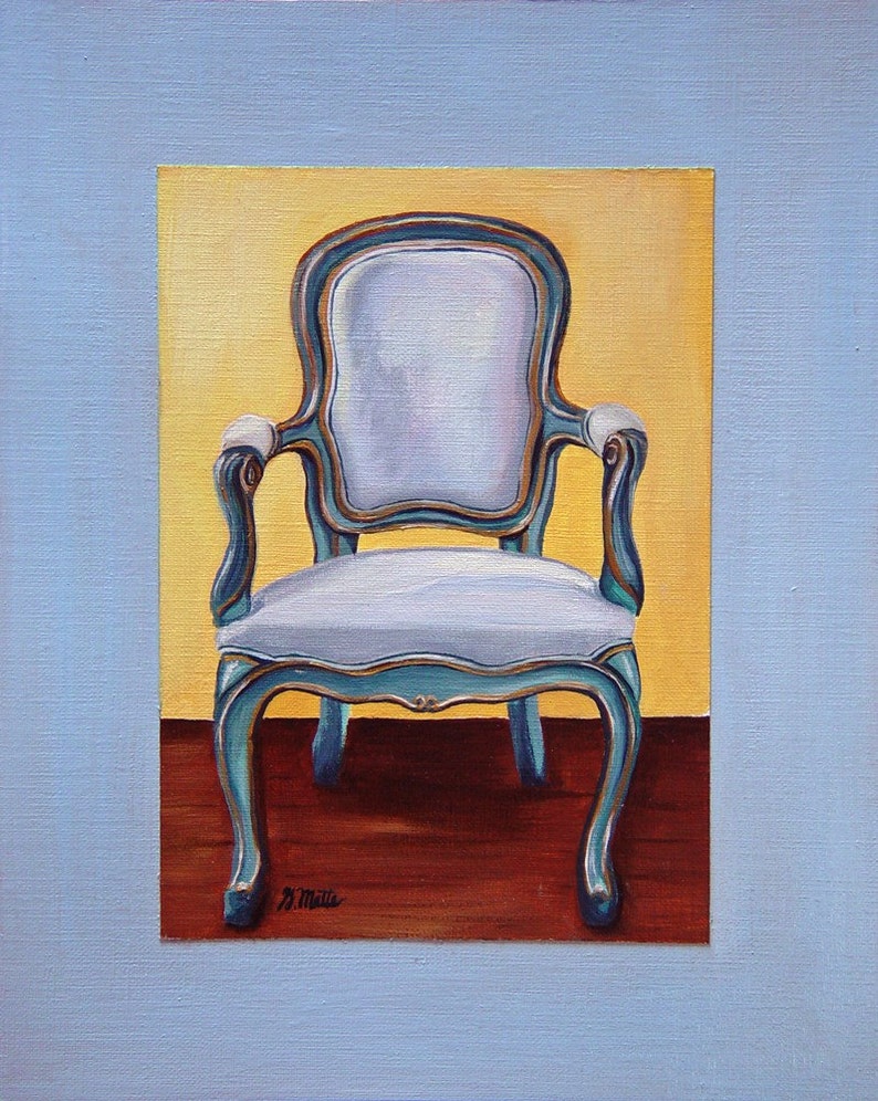 French Blue Chair original oil painting Etsy