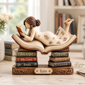 Benutzerdefinierte nur ein Mädchen, das Bücher liebt Holzblock, Buch-Liebhaber-Geschenk, Leser-Geschenk, Bücherwurm-Mädchen-Geschenk, Bücherregal-Dekor-Geschenk für sie, Bibliothek-Dekor