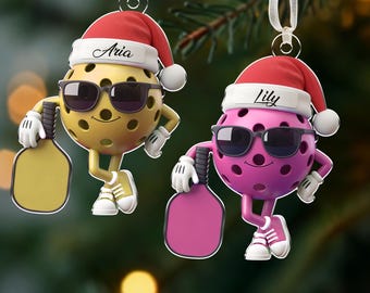 Décoration de Noël pickleball, nom personnalisé pour amateur de pickleball, cadeau de Noël pour les joueurs de pickleball, cadeau pour les amateurs de sport, cadeaux pour joueurs