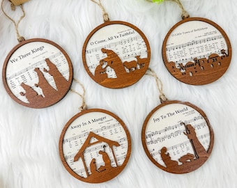 Set 5 Pieces Music Sheet Nativity Ornament, Meaningful Christmas Christian Gift, Nativity Christmas Ornament 2025, Holiday Gift Religious