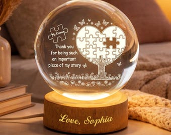 Lámpara de noche de bola de cristal personalizada para profesores, regalo de agradecimiento para profesores, regalo de fin de curso para profesores, pieza importante para el profesor.