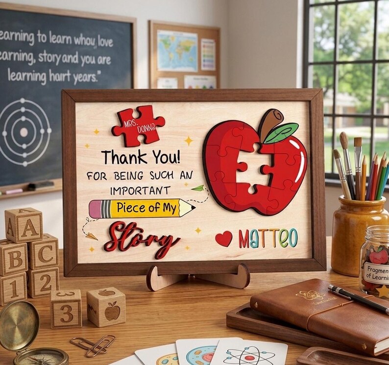 Teacher Puzzle Sign, Teacher Appreciation Gift, Puzzle Piece Wooden ...